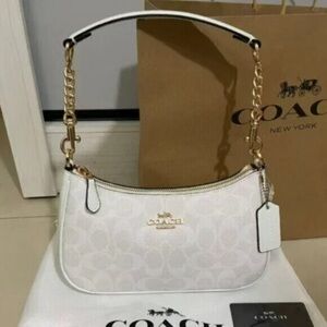 Coach Cream Shoulder Bag with Gold Accents